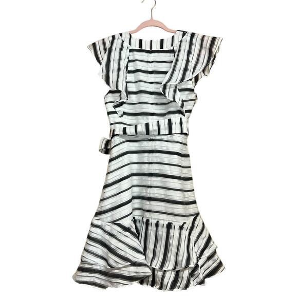 Halston Black and White Striped Short Dress Size 4 - Picture 1 of 6